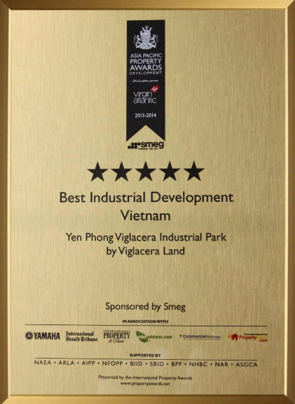 Viglacera Land nhận giải nhà phát triển khu công nghiệp tốt nhất